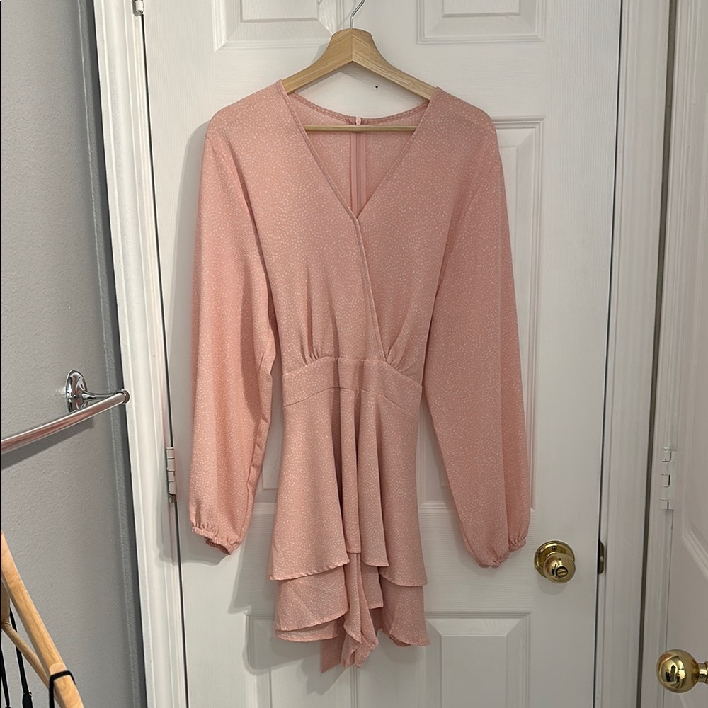 Elegant Pink Long Sleeve Romper